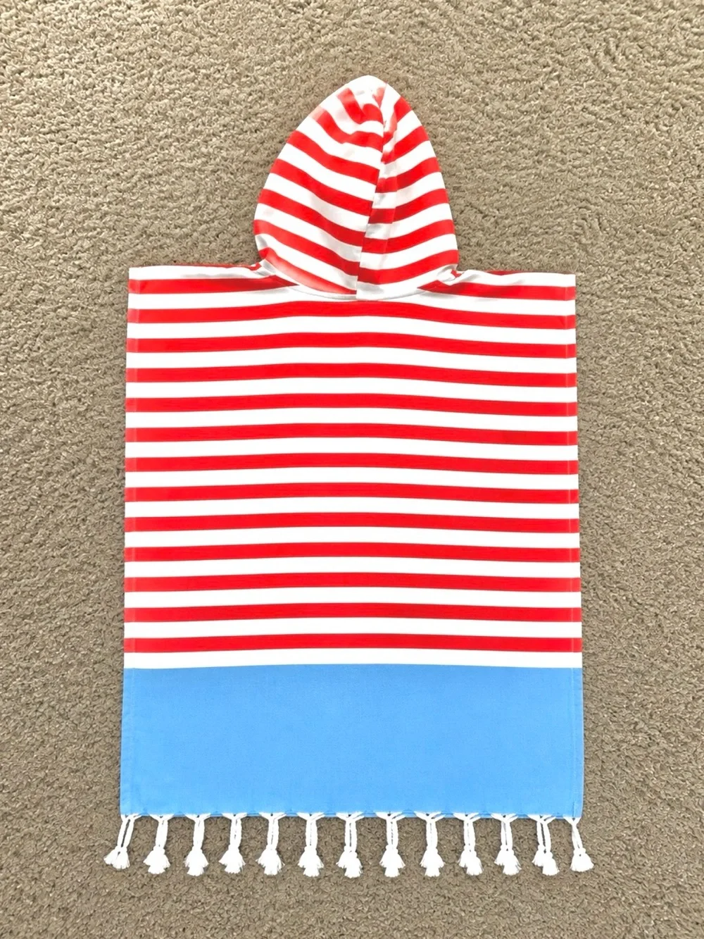 Kids Organic Turkish Cotton Hooded Towel Poncho 1Y-2Y Beach Pool Bath Unisex
